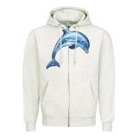Oatmeal Heather dolphin Zipper Hoodie - BarkalooDesign