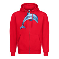 Red dolphin Zipper Hoodie - BarkalooDesign