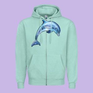 Dolphin Zipper Hoodie Designed By Barkaloodesign