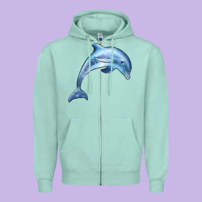 Dolphin Zipper Hoodie Designed By Barkaloodesign