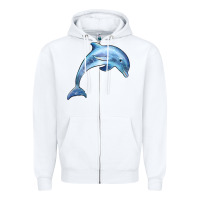 White dolphin Zipper Hoodie - BarkalooDesign