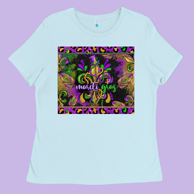 Mardi Gras Fleur De Lis Ladies Tee Designed By Cowgirlartshop