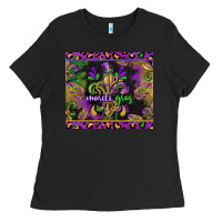 Black mardi gras fleur de lis Ladies Tee - CowGirlArtShop