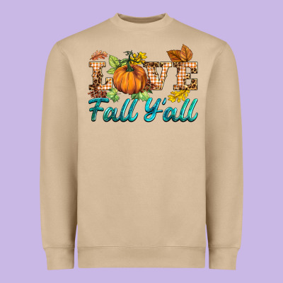 Love Fall Y'all Heavyweight Sweatshirt Designed By Barkaloodesign