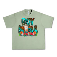 Oil Green Boy Mama Flowers Cow Urban Heavy Tee - CowCowDesign