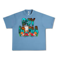 Pebble Blue Boy Mama Flowers Cow Urban Heavy Tee - CowCowDesign