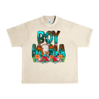 Sandshell Boy Mama Flowers Cow Urban Heavy Tee - CowCowDesign