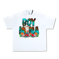 White Boy Mama Flowers Cow Urban Heavy Tee - CowCowDesign