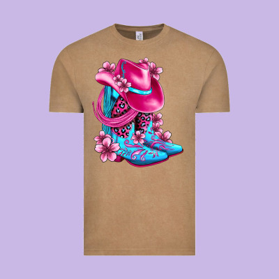 Valentine Cowboy Boots And Hat Olivia Vintage Tee Designed By Oliviacreatesart