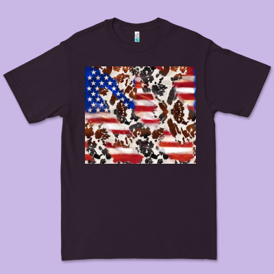 Cowhide Amerikan Flag Premium Tee Designed By Tumblerdesignbyshophia