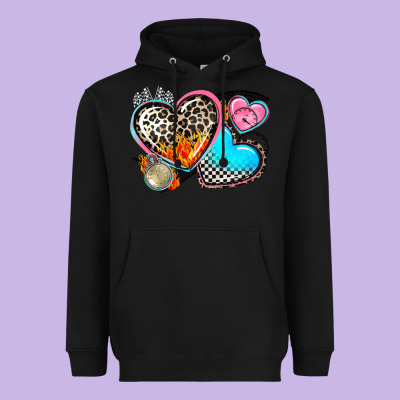 Western Leopard  Racing  Hearts Heavyweight Hoodie Designed By Adodesignshop