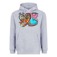 Heather Grey western leopard  racing  hearts Heavyweight Hoodie - AdoDesignShop