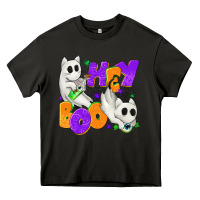 Asphalt Hey Boo with Ghost Cats Heavy Core Tee - texasbilliewilder