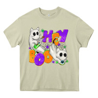Mossy Hey Boo with Ghost Cats Heavy Core Tee - texasbilliewilder