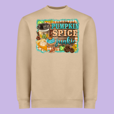 Pumpkin Spice Junkie Heavyweight Sweatshirt Designed By Barkaloodesign