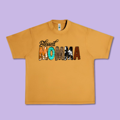 Blessed Momma Urban Heavy Tee Designed By Cowcowdesign