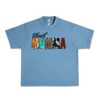 Pebble Blue Blessed Momma Urban Heavy Tee - CowCowDesign
