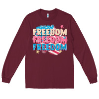 Burgundy Freedom freedom freedom Long Sleeve Tee - FaDigitalArtStudio