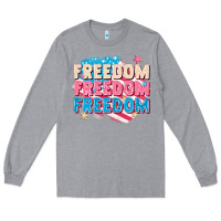 Heather Grey Freedom freedom freedom Long Sleeve Tee - FaDigitalArtStudio