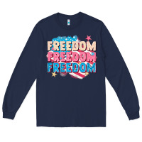 Navy Freedom freedom freedom Long Sleeve Tee - FaDigitalArtStudio