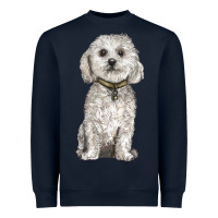 Navy bichon frise dog Heavyweight Sweatshirt - BarkalooDesign