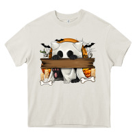 Cream Personalized Halloween Ghost Cat Heavy Core Tee - texasbilliewilder