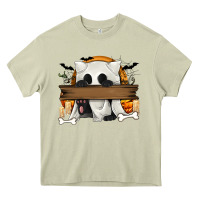 Mossy Personalized Halloween Ghost Cat Heavy Core Tee - texasbilliewilder