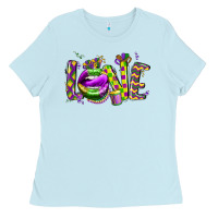 Baby Blue mardi gras love lips Ladies Tee - CowGirlArtShop