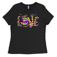 Black mardi gras love lips Ladies Tee - CowGirlArtShop