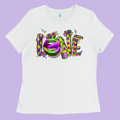 Mardi Gras Love Lips Ladies Tee Designed By Cowgirlartshop