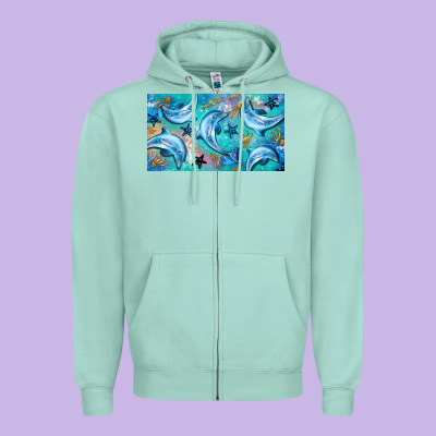 Dolphin  Mug Zipper Hoodie Designed By Barkaloodesign