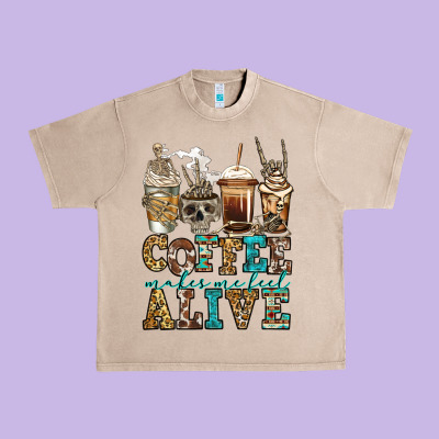 Coffee Makes Me Feel Alive Skeleton Coffee Cups Urban Heavy Tee Designed By Jasminsmagicworld