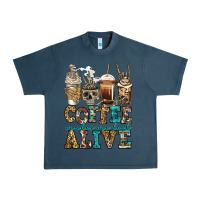 Midnight Navy coffee makes me feel alive skeleton coffee cups Urban Heavy Tee - Jasminsmagicworld