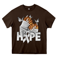 Chocolate Brown hope white ribbon lung cancer nails Heavy Core Tee - NancyCooperArtShop