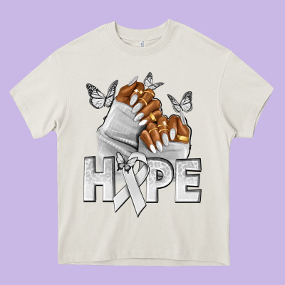 Hope White Ribbon Lung Cancer Nails Heavy Core Tee Designed By Nancycooperartshop