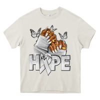 Cream hope white ribbon lung cancer nails Heavy Core Tee - NancyCooperArtShop