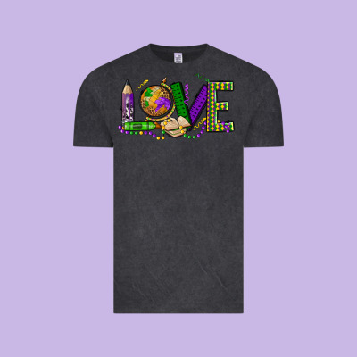 Love Teacher Mardi Gras Vintage Tee Designed By Oliviacreatesart