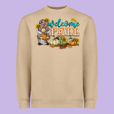 Welcome Fall Gnome Heavyweight Sweatshirt Designed By Barkaloodesign