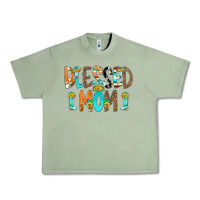 Oil Green Blessed Mom Urban Heavy Tee - CowCowDesign