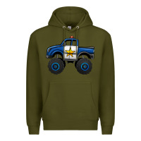 Army Green police car monster truck Premium Hoodie - Jasminsmagicworld