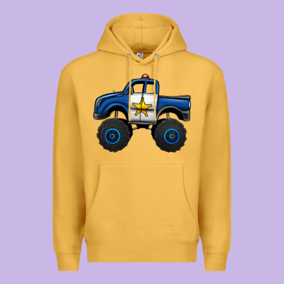 Police Car Monster Truck Premium Hoodie Designed By Jasminsmagicworld