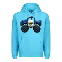 Ocean Blue police car monster truck Premium Hoodie - Jasminsmagicworld