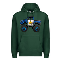 Sports Green police car monster truck Premium Hoodie - Jasminsmagicworld
