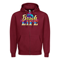 Burgundy beach life Zipper Hoodie - BarkalooDesign