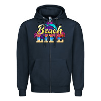 Navy beach life Zipper Hoodie - BarkalooDesign
