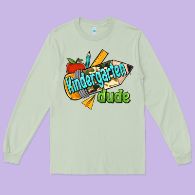 Kindergarten Grade Dude Long Sleeve Tee Designed By Ranaportraitstore