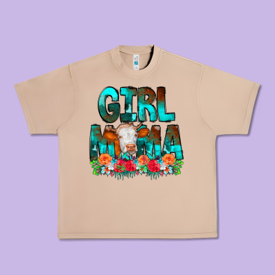 Girl Mama Flowers Cow Urban Heavy Tee Designed By Cowcowdesign