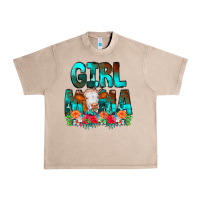 French Oak Girl Mama Flowers Cow Urban Heavy Tee - CowCowDesign