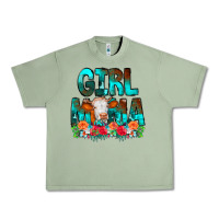 Oil Green Girl Mama Flowers Cow Urban Heavy Tee - CowCowDesign