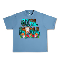 Pebble Blue Girl Mama Flowers Cow Urban Heavy Tee - CowCowDesign